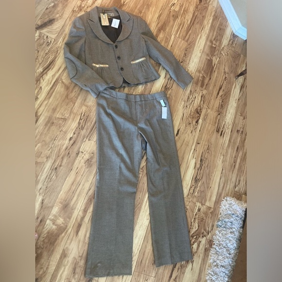 Allen by Allen Schwartz 2 pc suit womens 14 NWT Carmel/brown gold sequence on - Picture 8 of 10